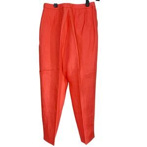 Talbots Pants Womens 6P Coral 100% Irish Linen Lined Side Zip Creased Front Corp